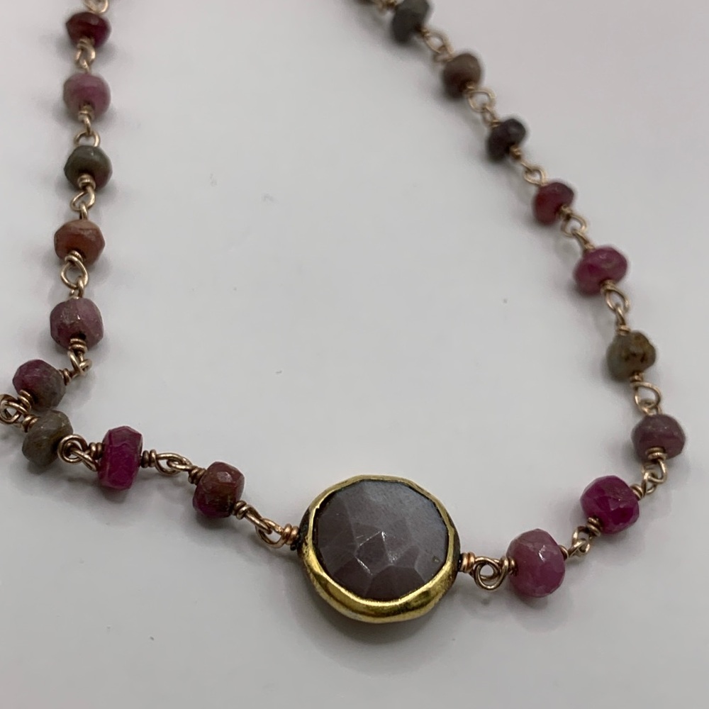 Ela Rae Elegant Beaded Necklace Genuine Gemstones and 14k Gold Plate